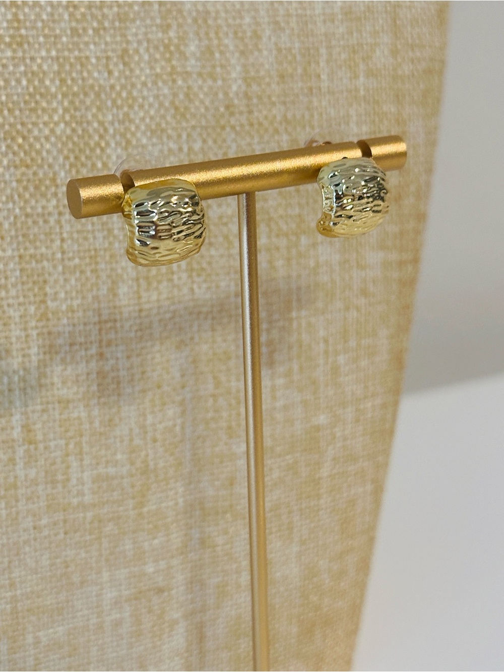 Fashion Jewelry Gold Hammered Stud Hoop Earrings